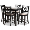 Baxton Studio Chandler Sand Upholstered and Espresso Wood 5-Piece Pub Dining Set 166-10762-9776